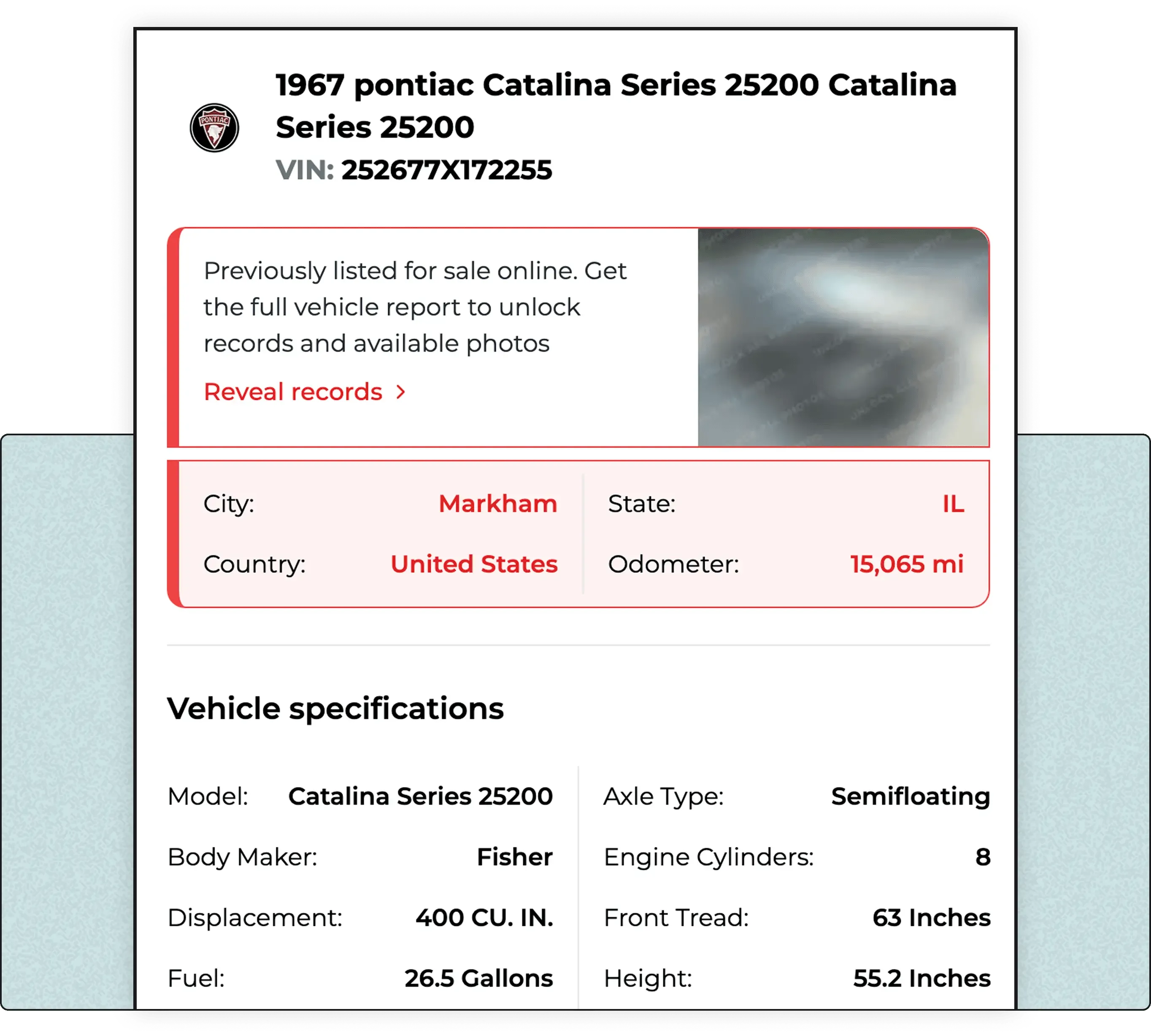 1967 Pontiac Catalina classic VIN decoder 