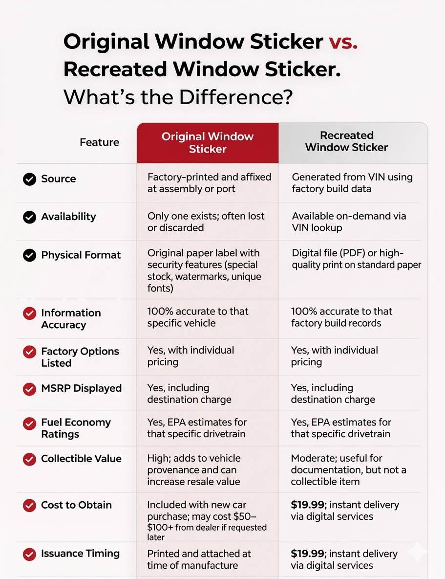 Original vs Recreated Window Sticker: What’s the Difference?