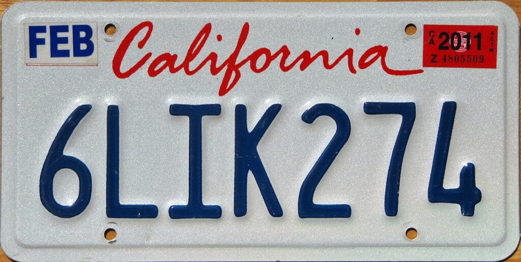 Photo of California plate