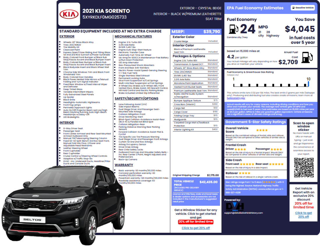 Photo of Kia window sticker