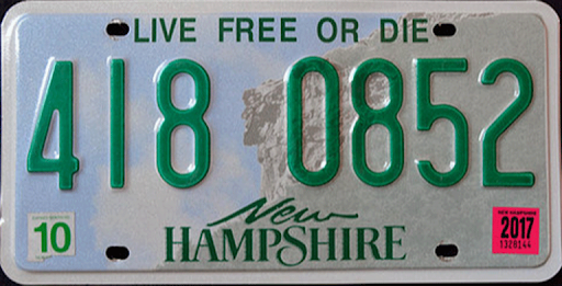 Photo of New Hampshire licence plate