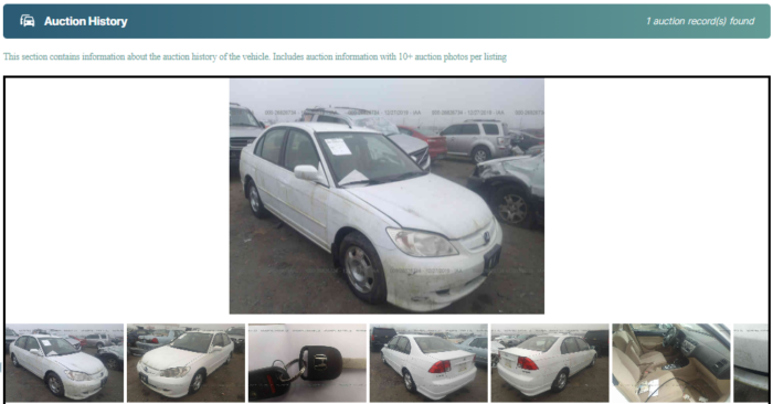 Photo of vehicle history report